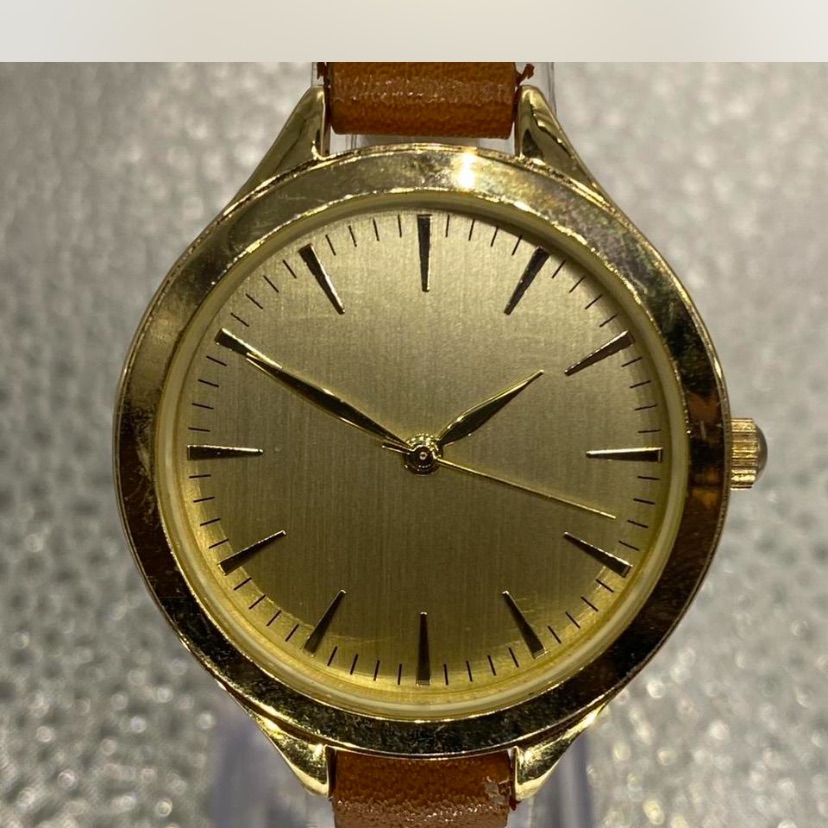 Gold Ladies Watch  Brown Leather Strap